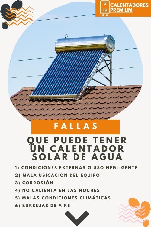 Sábana unidad tallarines Fallas que puede tener un calentador solar de agua - Calentadores Premium
